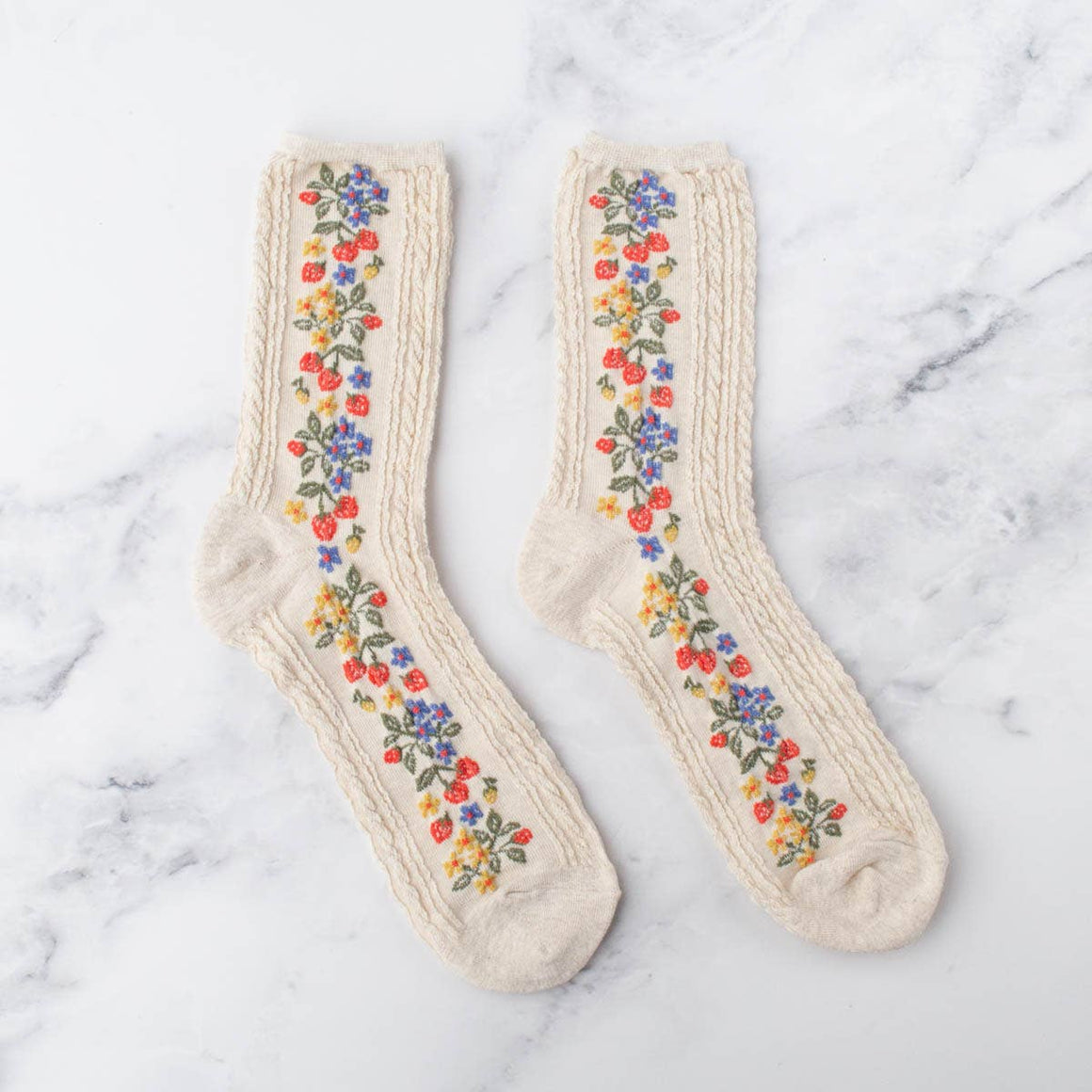 Vintage Strawberry Socks: Wood