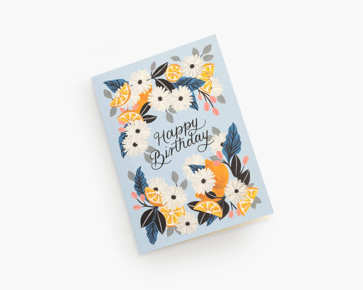 Floral Birthday Greeting Card With Lemons "Sweet Lemons"