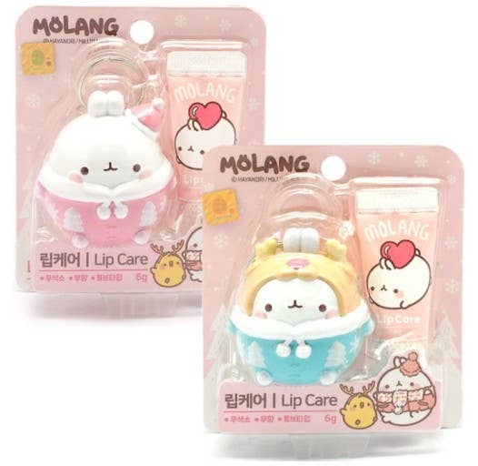 Molang Lip Care Lip Balm Gift Set with Figure Keyring