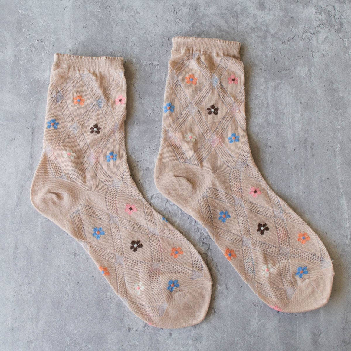 Socks | Little Flower Mesh Mocha