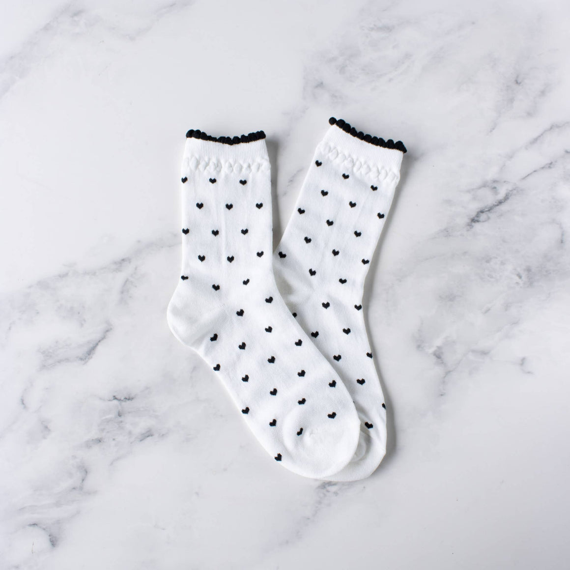 Socks | Hearts White Black