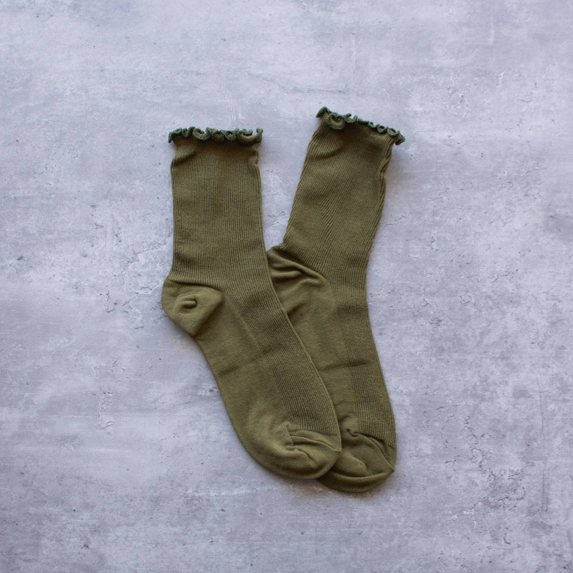 Socks | Ruffle Olive