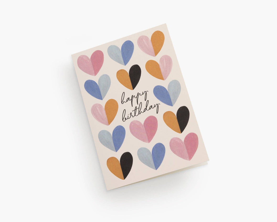 Birthday Greeting Card With Hearts "All Hearts in a Row"