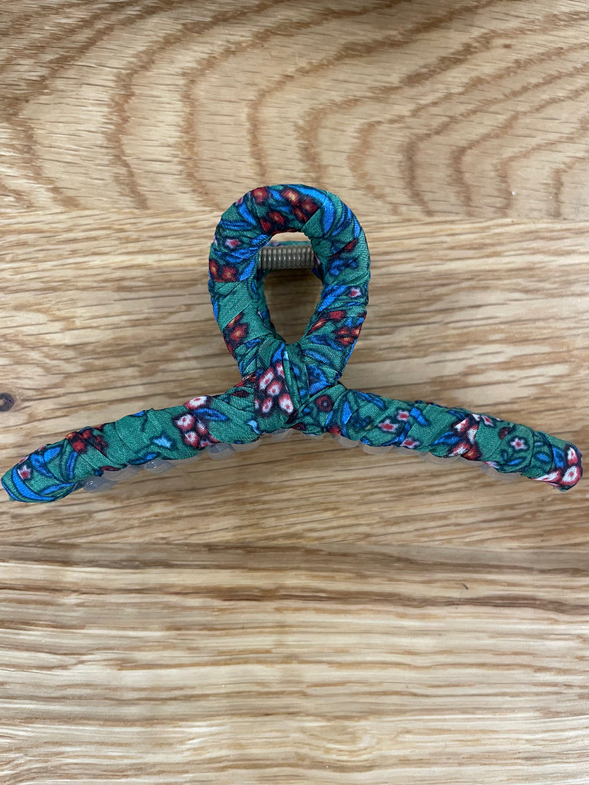 Infinity Claw Clip | Green + Red Floral