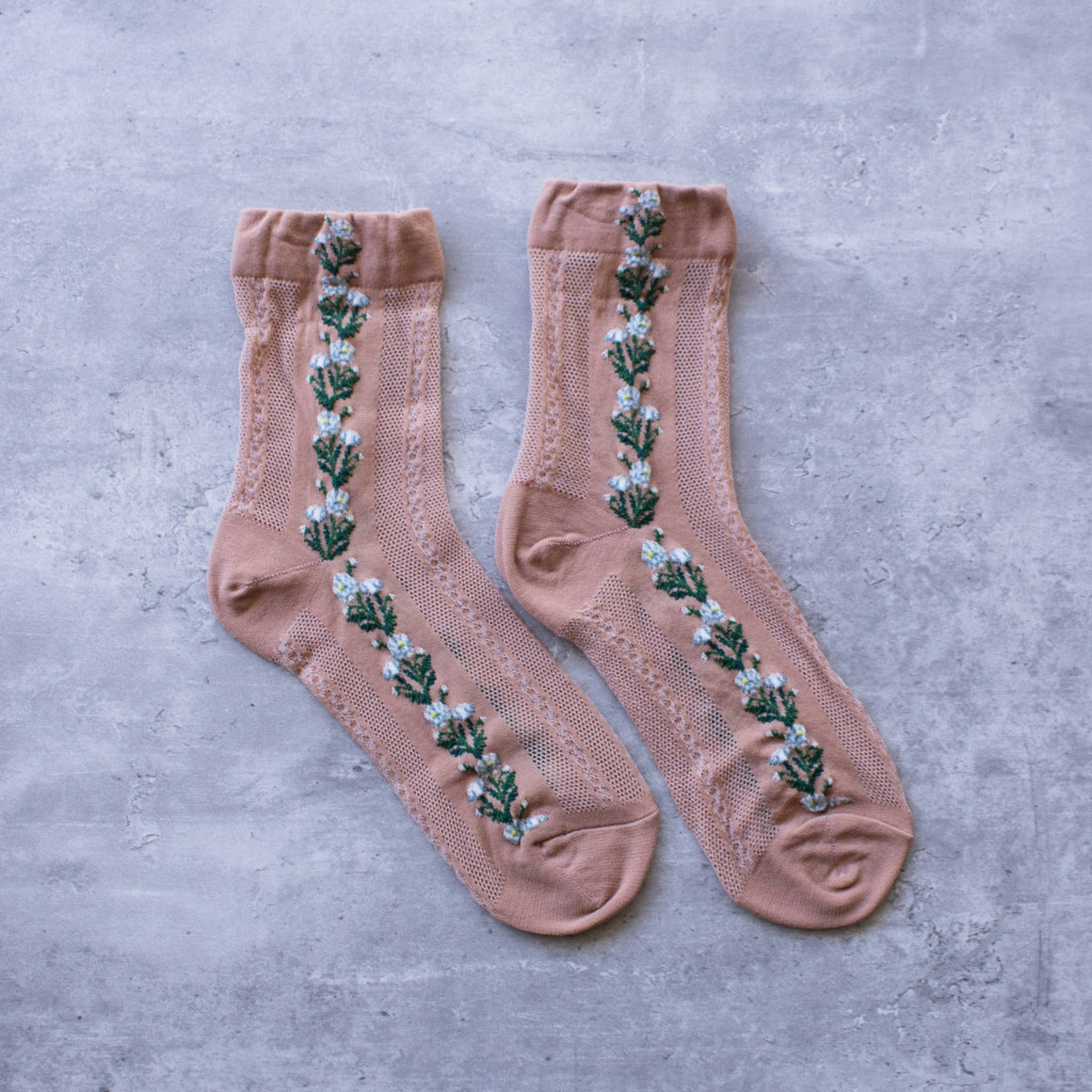 Floral Mesh casual socks: Pink