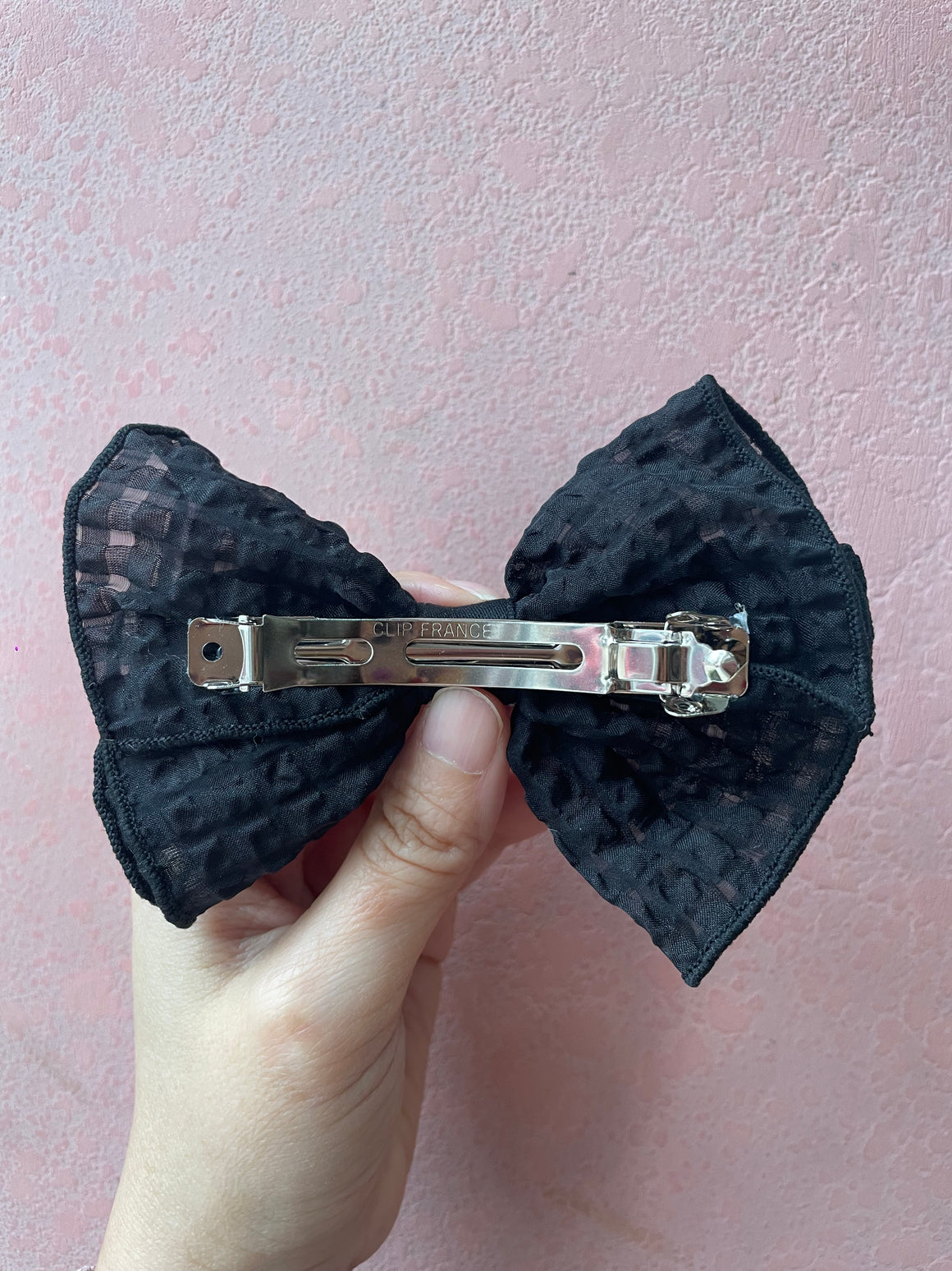 Automatic Clip | Sheer Gingham Bow Black