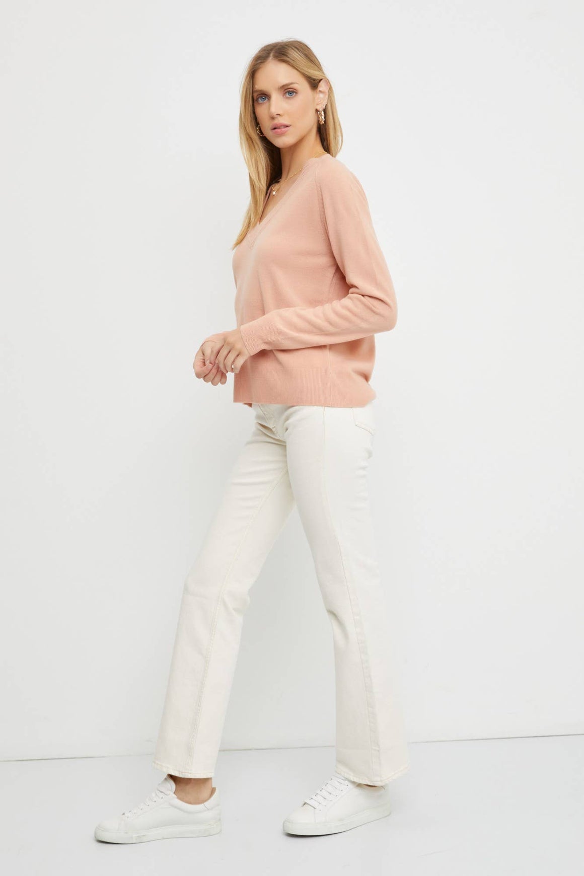 peach vneck sweater