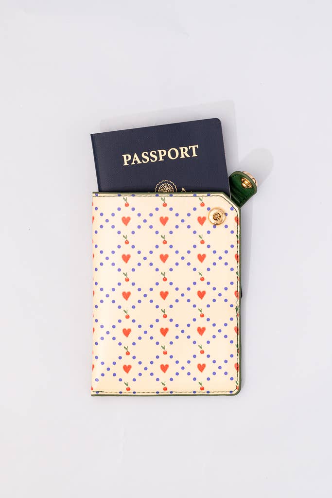 Getaway Passport Holder, Cherry Hearts