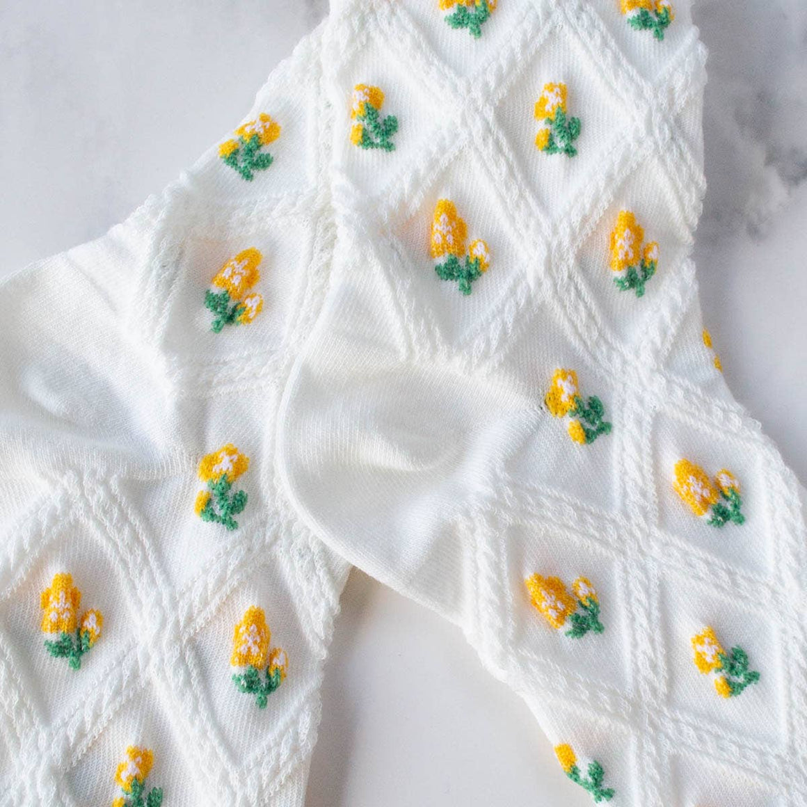 yellow floral socks