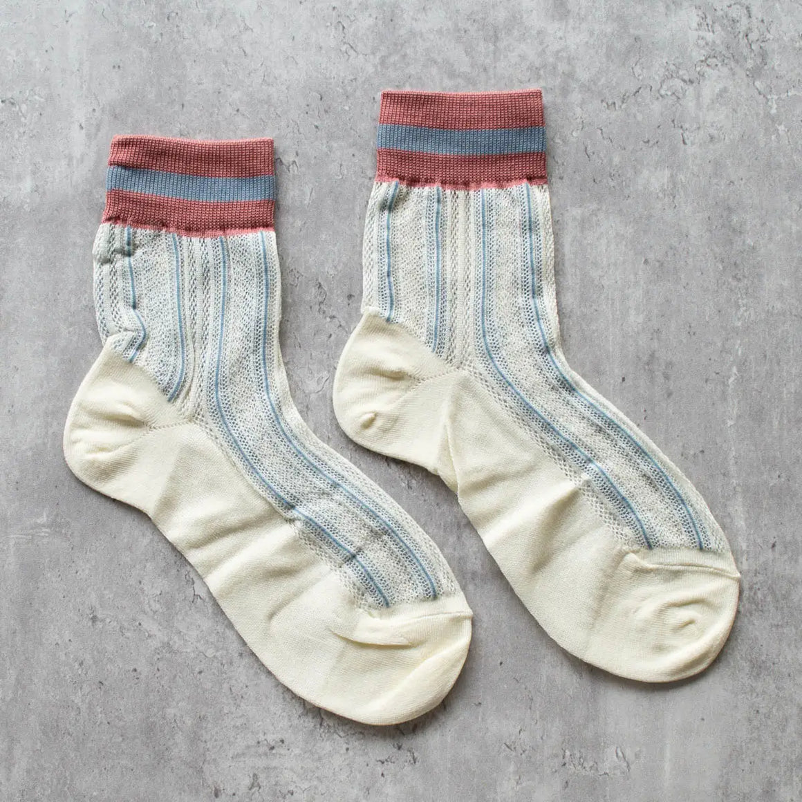 Socks | Mesh Stripe Cream