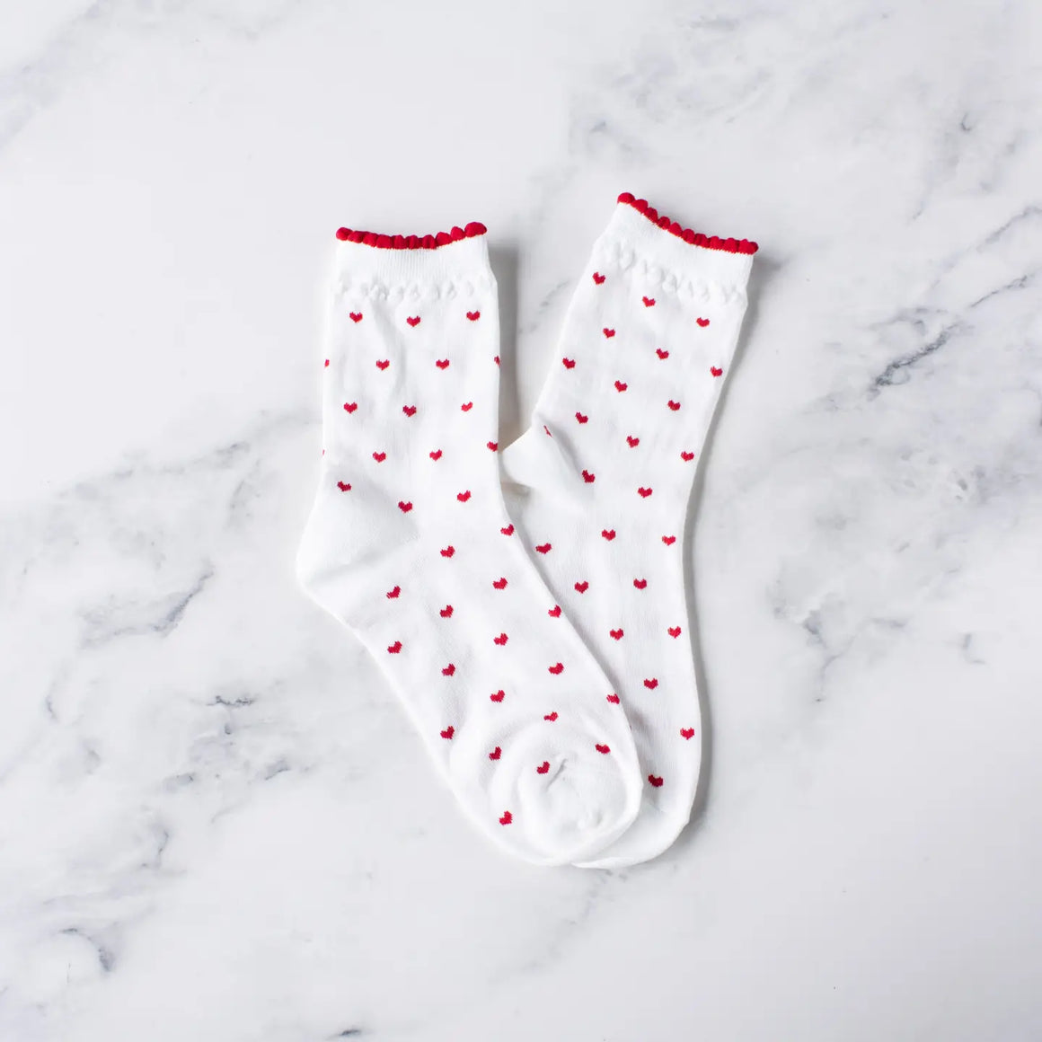 Socks | Hearts White Red